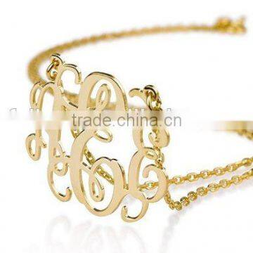 2016 Fashionable 925 Sterling Silver Necklace Gold Plated Personalized Initial Name Alphabet Necklaces