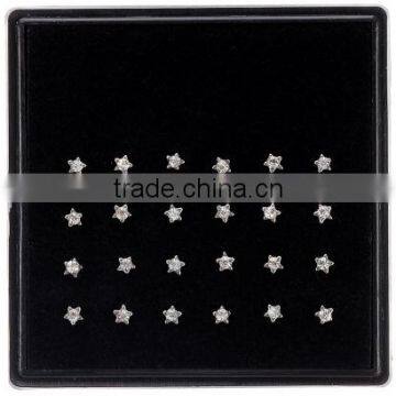 316L Surgical Steel Body Piercing Jewelry 24pcs/set White Crystal Flower Nose Studs