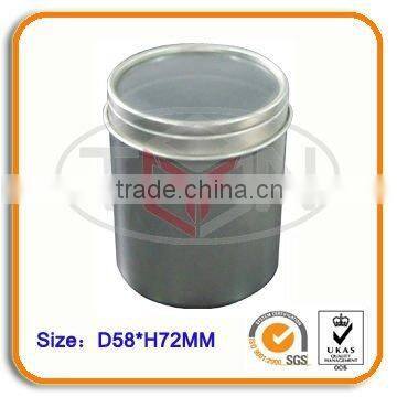 Plain candle tin can with transparent plastic lid