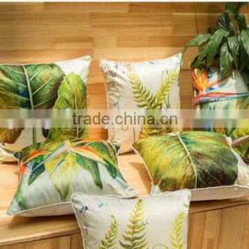 Thick high-grade Chinese style printing pillow, plant flowers silk sofa cushion covers