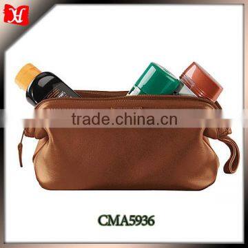 High Quality Soft Leather travel wash bag toilet bag mens leather wash bag for wholesale