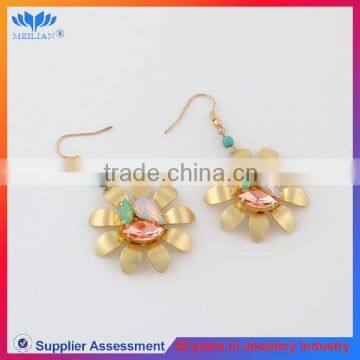 IMITATION GOLD COLORFUL rhinestone flower earrings