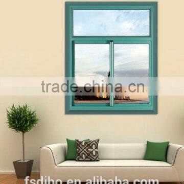 Green Aluminium Frame Sliding Glass Window