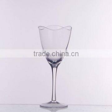 Handmade Clear Wine glass with Waved rim