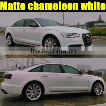 Strong strechable chameleon matte car sticker with air free bubbles 1.52*20m per roll , white to pink color