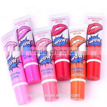 Good selling "WOW " Romatic Bear peel off lipstick magic lip gloss