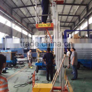 portable lift hydraulic single mast aluminum lift working platform/ one man mast aluminum alloy telescoping lift