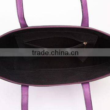 4189 Lastest Design Wholesale Price Color Block PU Material Lady Tote Bag photo-4