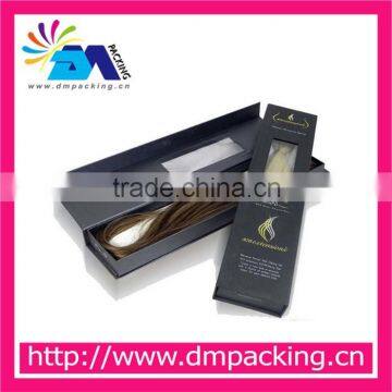 flip wig packing paper box for hair extension with pvc window