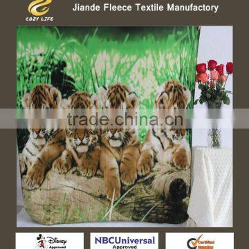 "Tiger" Animal Printing Polar Fleece Blanket 100 polyester baby kids children pet travel hotel beach throw blanket factory China