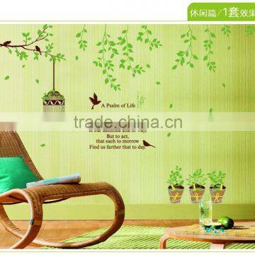 "Birdcage&Flowerinf Vine" PVC Wall Stickers, Removable Wall Stickers 1/3