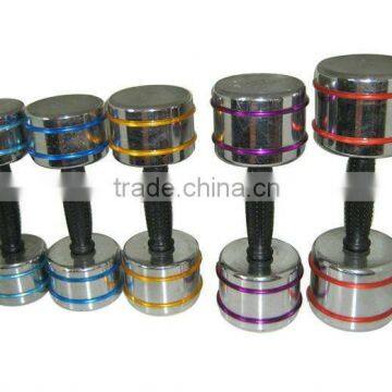 chromed dumbbell with massage handle and color ring chrome dumbbell weights