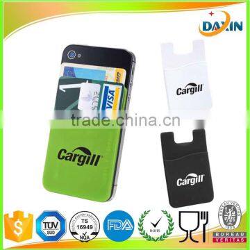 Custom cheap black silicone credit card holder for cell phone