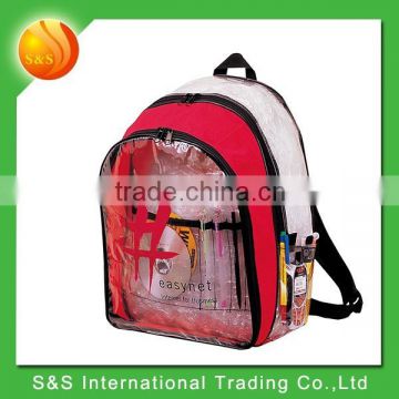 high capacity bright transparent PVC backpack with inside organizer