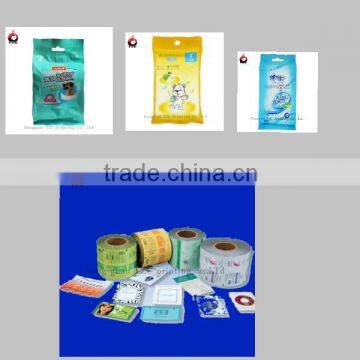 Wet hand towel plastic packaging bag or film