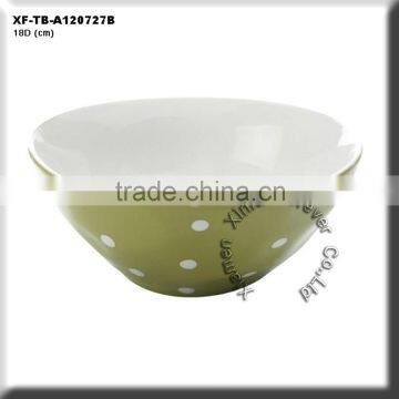 green ceramic soup bowls