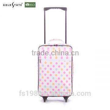 2016 Pink luggage with dot convenient 16'' printing trolley luggage