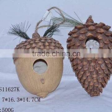 Decorative Resin pine cone Bird Houses