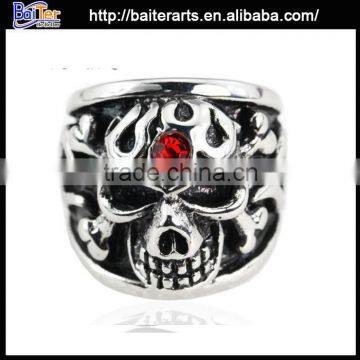 Elegant Tianium Stone Men's Skull Ring ,stainless Steel Skull Ring photo-5