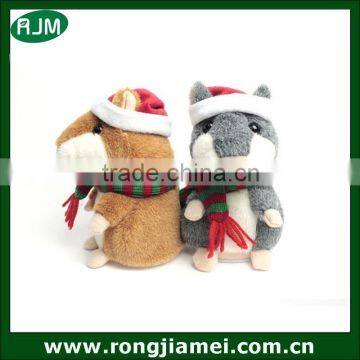 Christmas gift for children talking hamster with red hat and scarf repeating hamster