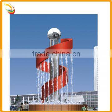 Urban Square Stainless Steel Metal Water Fountain Sculpture
