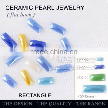 Wholesale Loose ceramics pearl 2.5*5mm rectangle flat back ceramic Rhinestone factory direct on sales