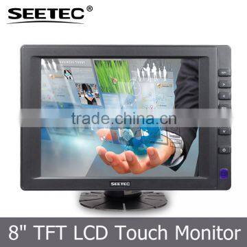 VGA Video Audio HDMI Input Resolution 800X600 DC12V Input 8 Inch pc Touch Monitor