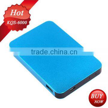 Aluminium 6000mah portable power bank mobile battery charger