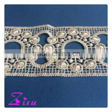 White Color and Polyester/Cotton Material Lace Trimmings for Dresses