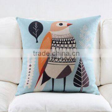 Bird And Tree Cotton Linen Handmade Sofa Throw Pillow Case