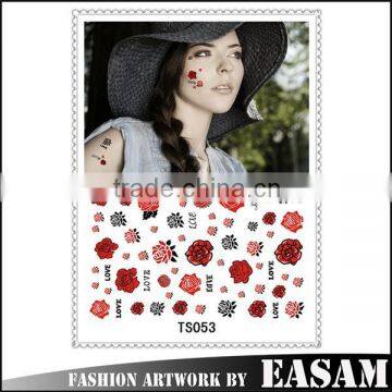 Easam rose design temporary body tattoo/rose tattoo design