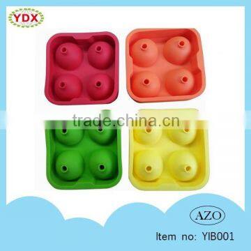 Round shape silicone ice cube tray maker, silicone 4 ice tray, silicone whiskey ice ball tray                        
                                                Quality Choice