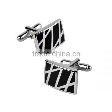 Wholesale Cufflinks Black/Silver Enameled Formal Rectangle Cufflinks Men's Cufflinks