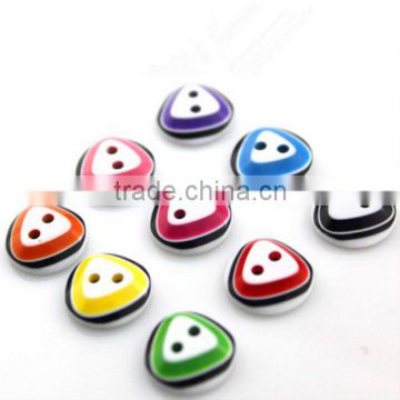 custom cheap promotion high quality candy color 2-holes resin triangle button