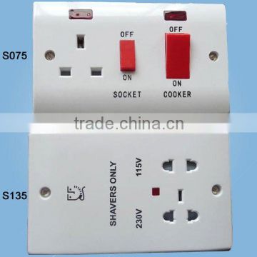 S075 S135 Slim Range Wall Cooker Switch and Shaver Socket