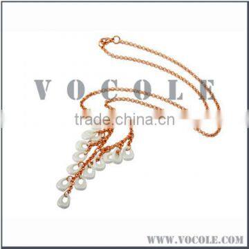 Turquoise Bib Jewelry Ceramic Gold Plated Pendant Necklace