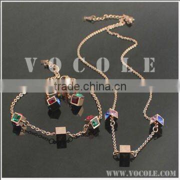 Charming Magic Cube Stainless Steel Fashion Jewelry Sets