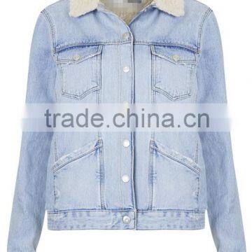 women winter sherpa lined denim jacket