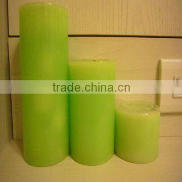 green pillar candles