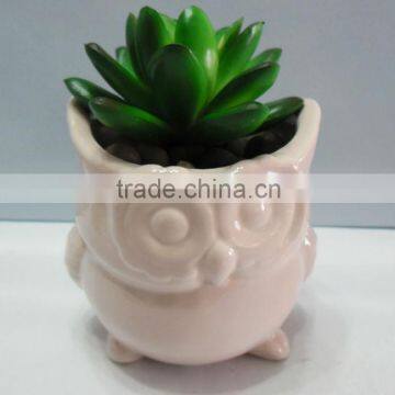 owl design ceramic planter