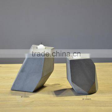 Home interior polyresin stone light gray candle holder