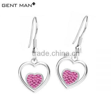 fashion pave set heart shape hoop earrings for girls