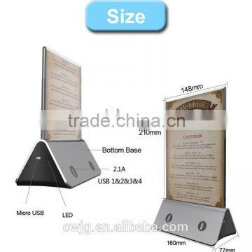China Wholesale High Quality Restaurant Power Bank Menu Holder 13000mAh With 4 Ports USB photo-3