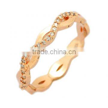 twisted gold pave micro CZ full finger ring