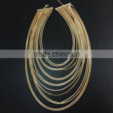 Vintage Classic Multi Layer Gold Chain Bib Chunky Choker Necklace Pendant Jewelry
