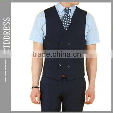 double-breasted six bottons navy blue fashion backness vest&waistcoat