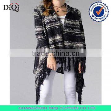 Collar tassel cardigan sweater retro irregular Knitted poncho