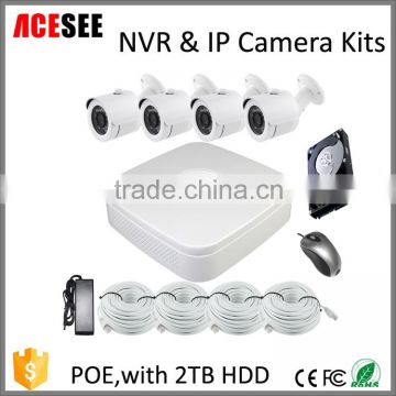 ACESEE PoE NVR CCTV Kit 4CH POE NVR Kit with 2TB HDD 4pcs 1080P IP Cameras