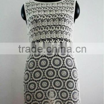 Short Sleeve Embroidery Sheer Lace Dress