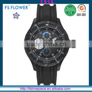 FS FLOWER - Black Plated Watch Case Silicon Bracelet Sport Watch